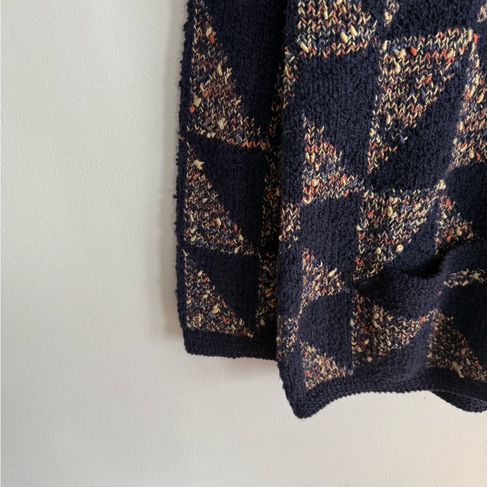 Vintage Navy Navy-Multicolor Geometric Knit Cardigan - Picture 2 of 7